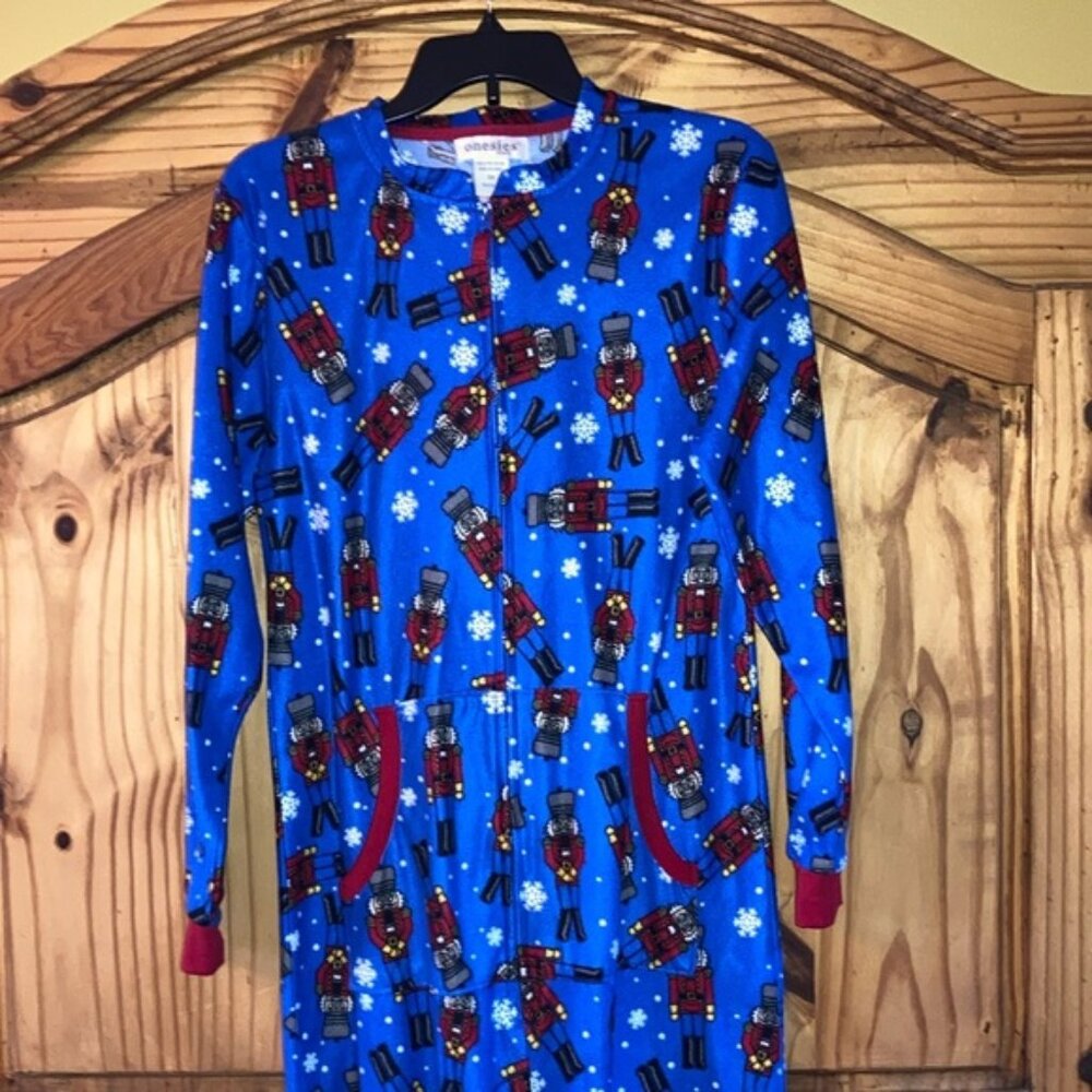 Onesies blue red nutcracker one piece pajamas size S/M